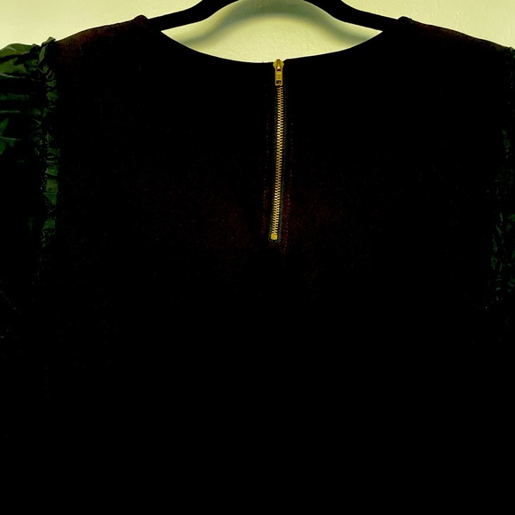 MINI DRESS PARTY COCKTAIL BLACK XL RUFFLE SHORT SLEEVES SHIFT GOLD BACK ZIPPER - Picture 9 of 11